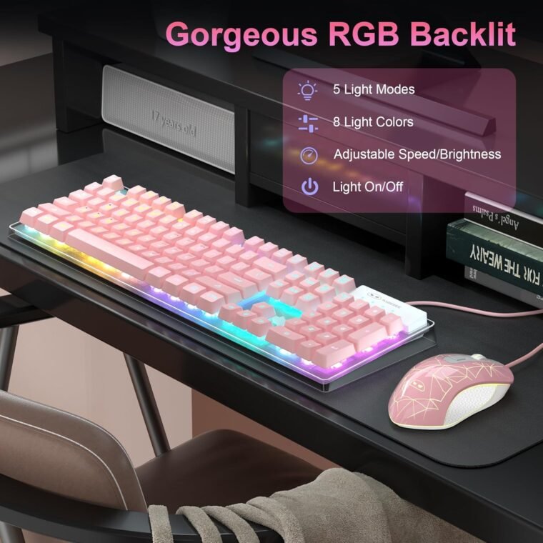 Pink K1 RGB Gaming Keyboard & Mouse Combo for PC/Laptop Fun! - Image 4