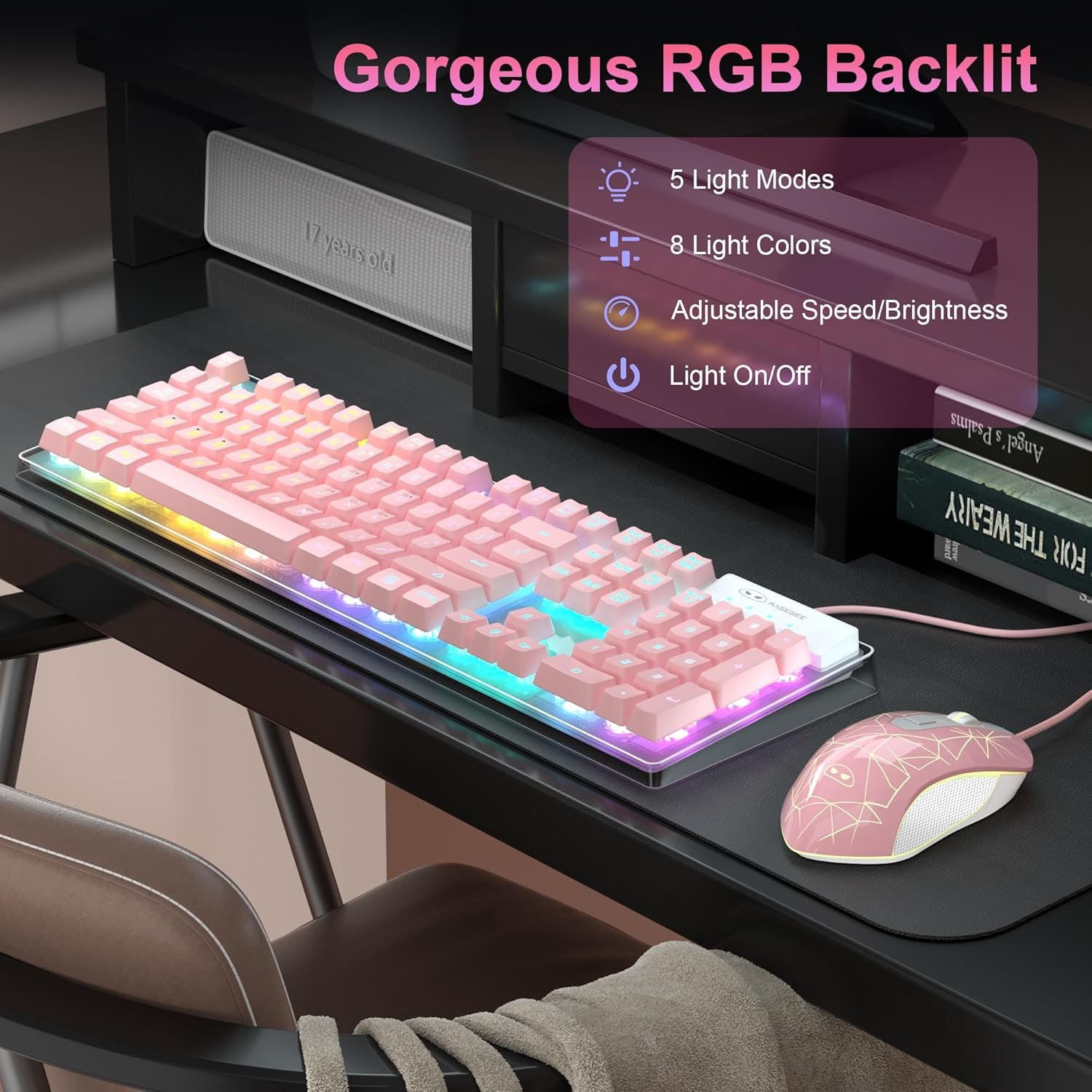 Pink K1 RGB Gaming Keyboard & Mouse Combo for PC/Laptop Fun! - Image 4
