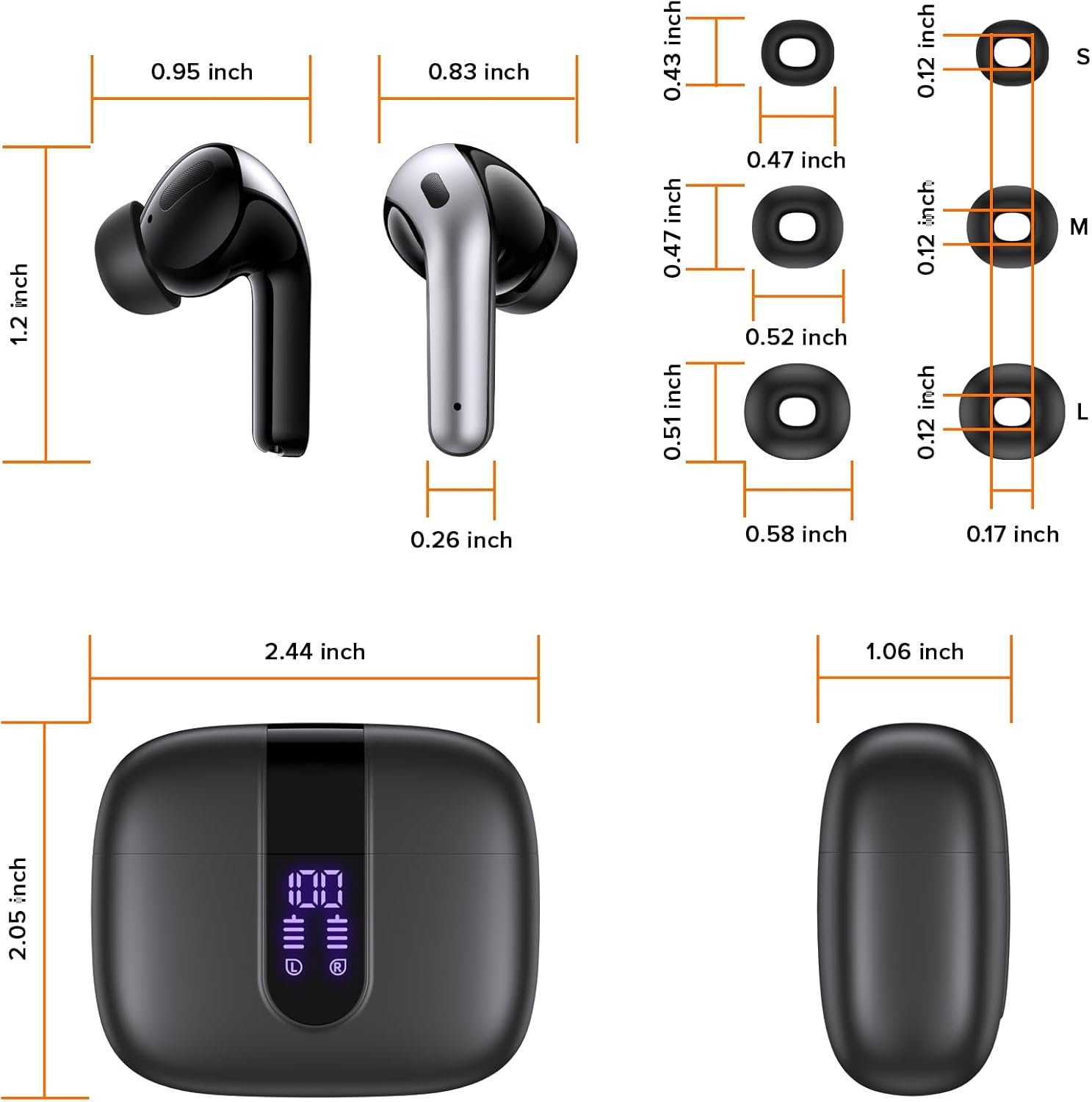 TAGRY Bluetooth Earbuds: 60H Playtime & LED Charge Display! - Image 9