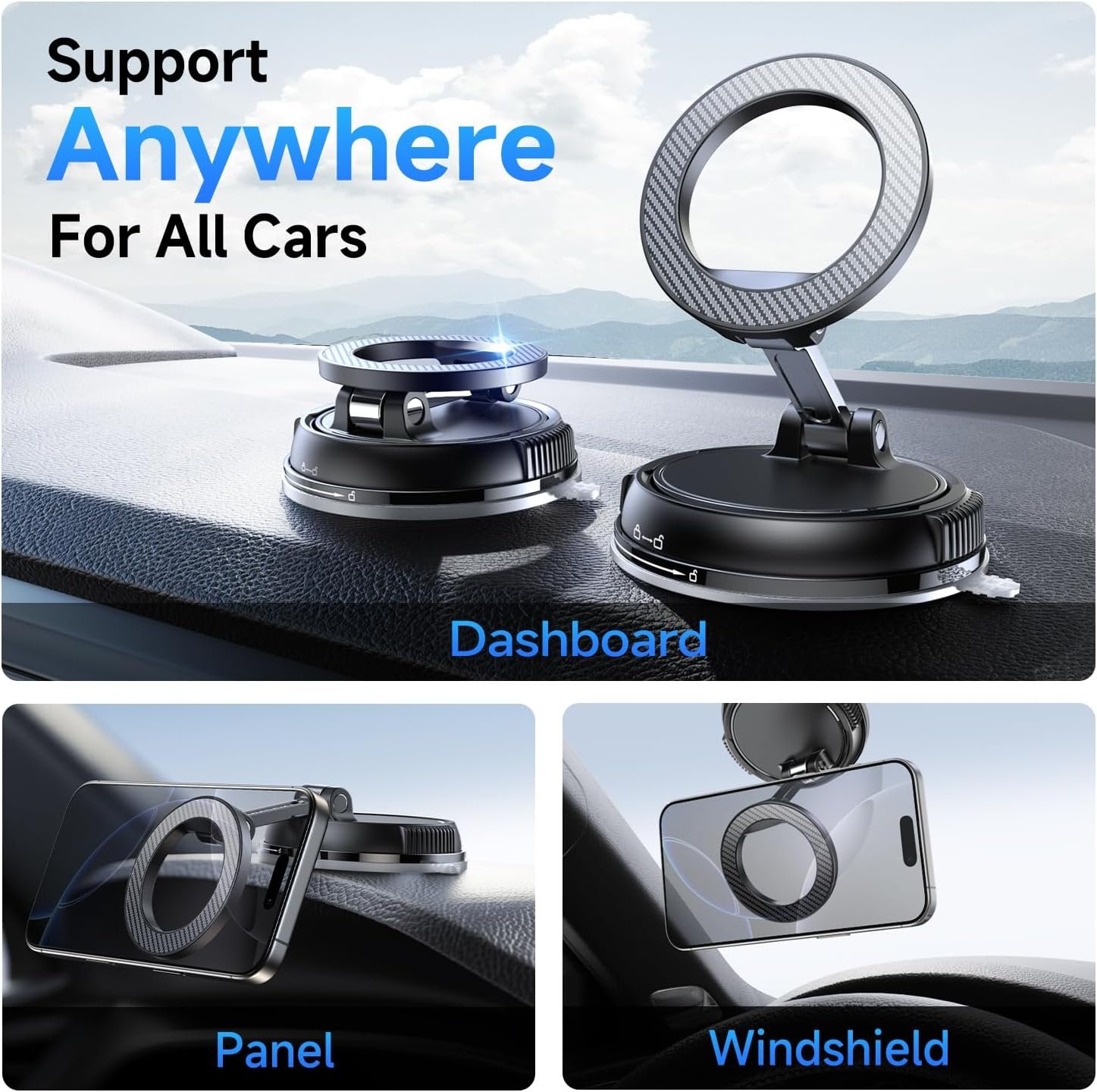 Ultimate Car Phone Holder for MagSafe: 2400gf Grip & 360° Flexibility! - Image 3