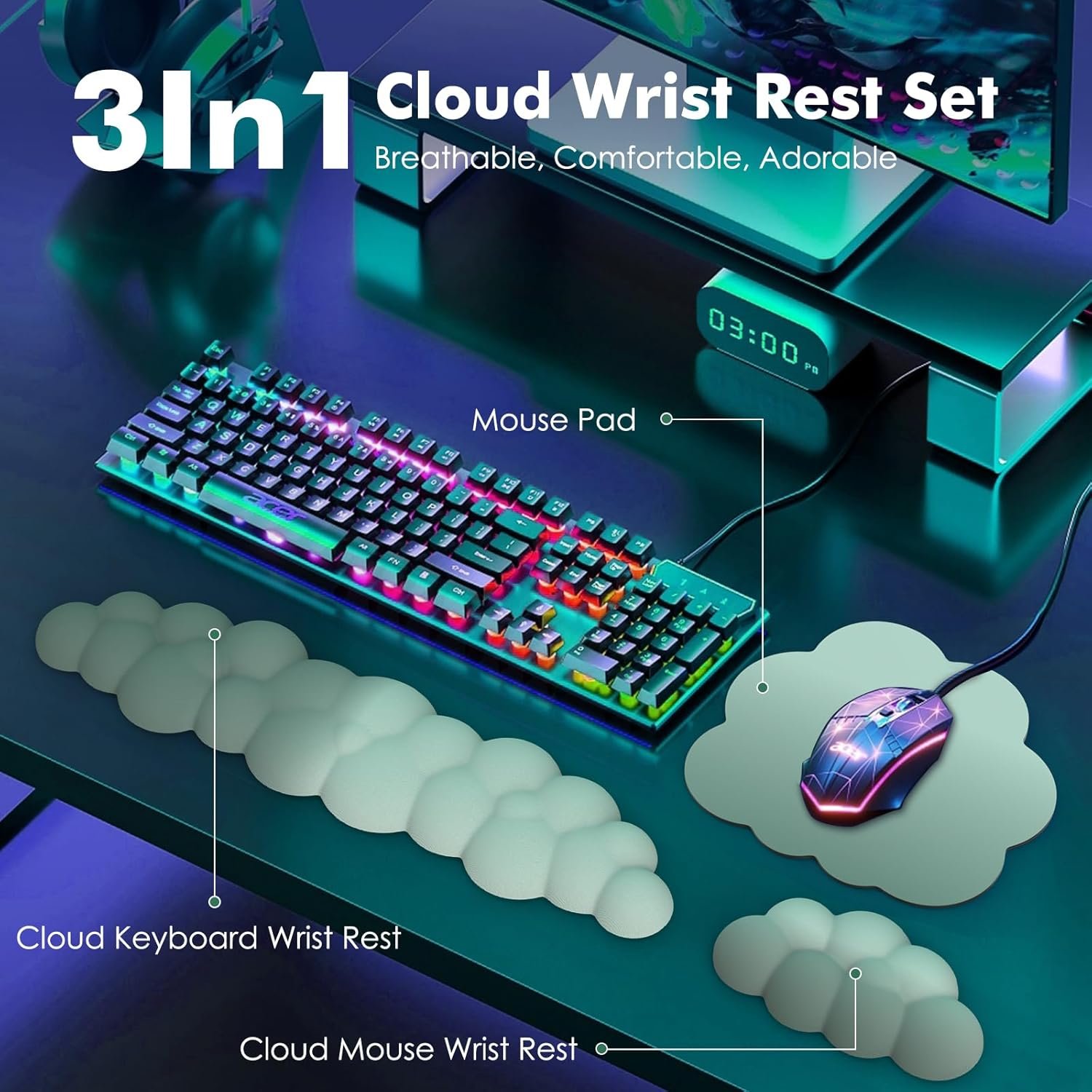 MoKo Cloud Wrist Rest: Ergonomic Comfort for Work & Play! - Image 3