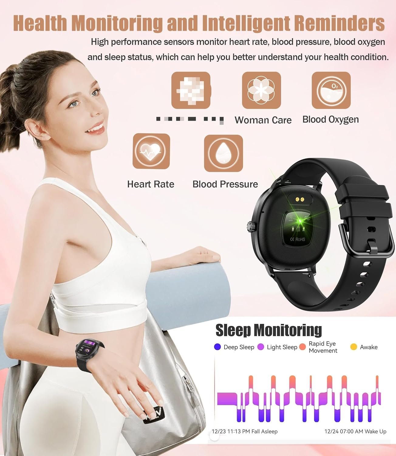 Women's 2pc Band Sports Watch: Heart Rate, 100+ Modes! - Image 4