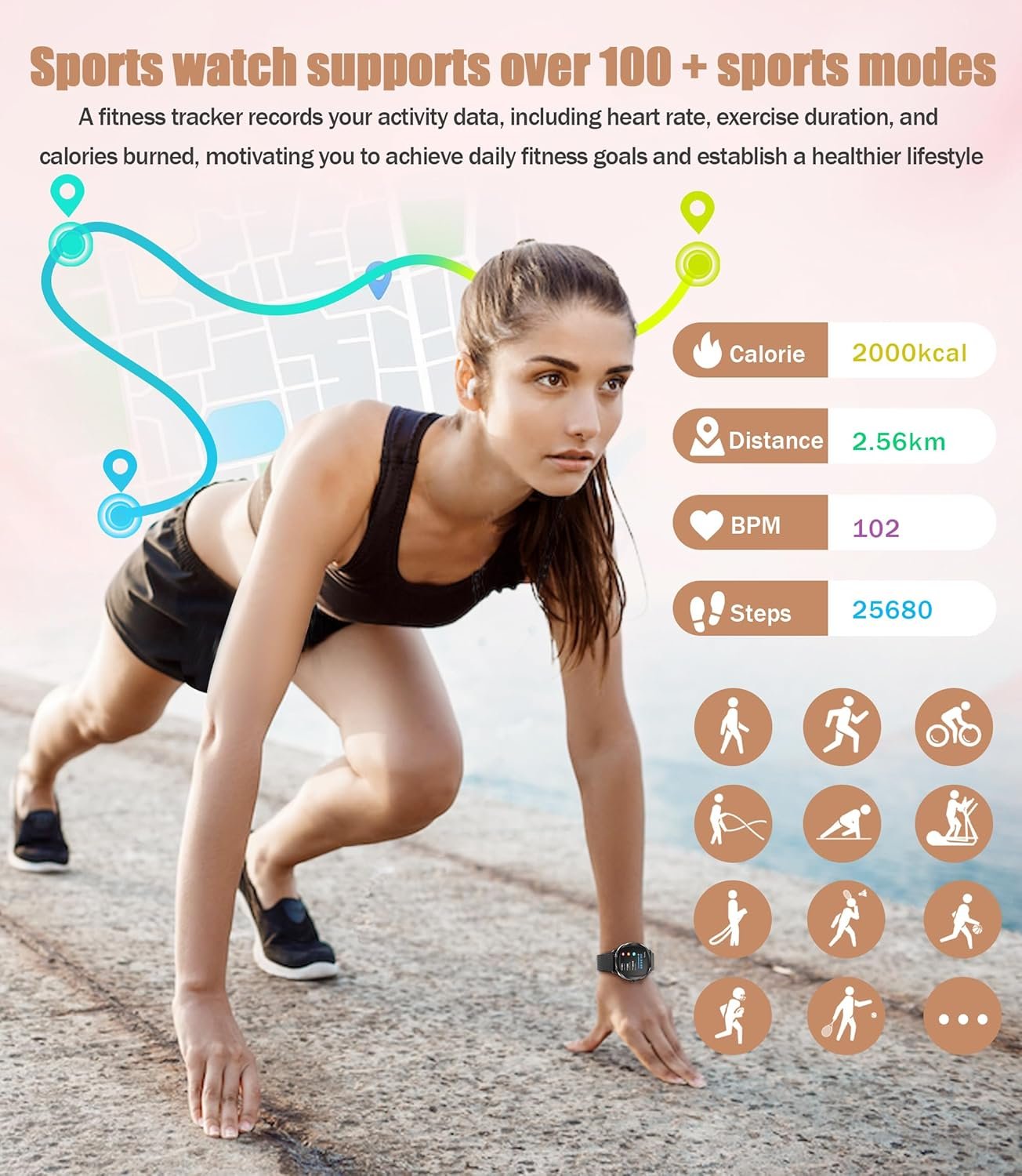 Women's 2pc Band Sports Watch: Heart Rate, 100+ Modes! - Image 5