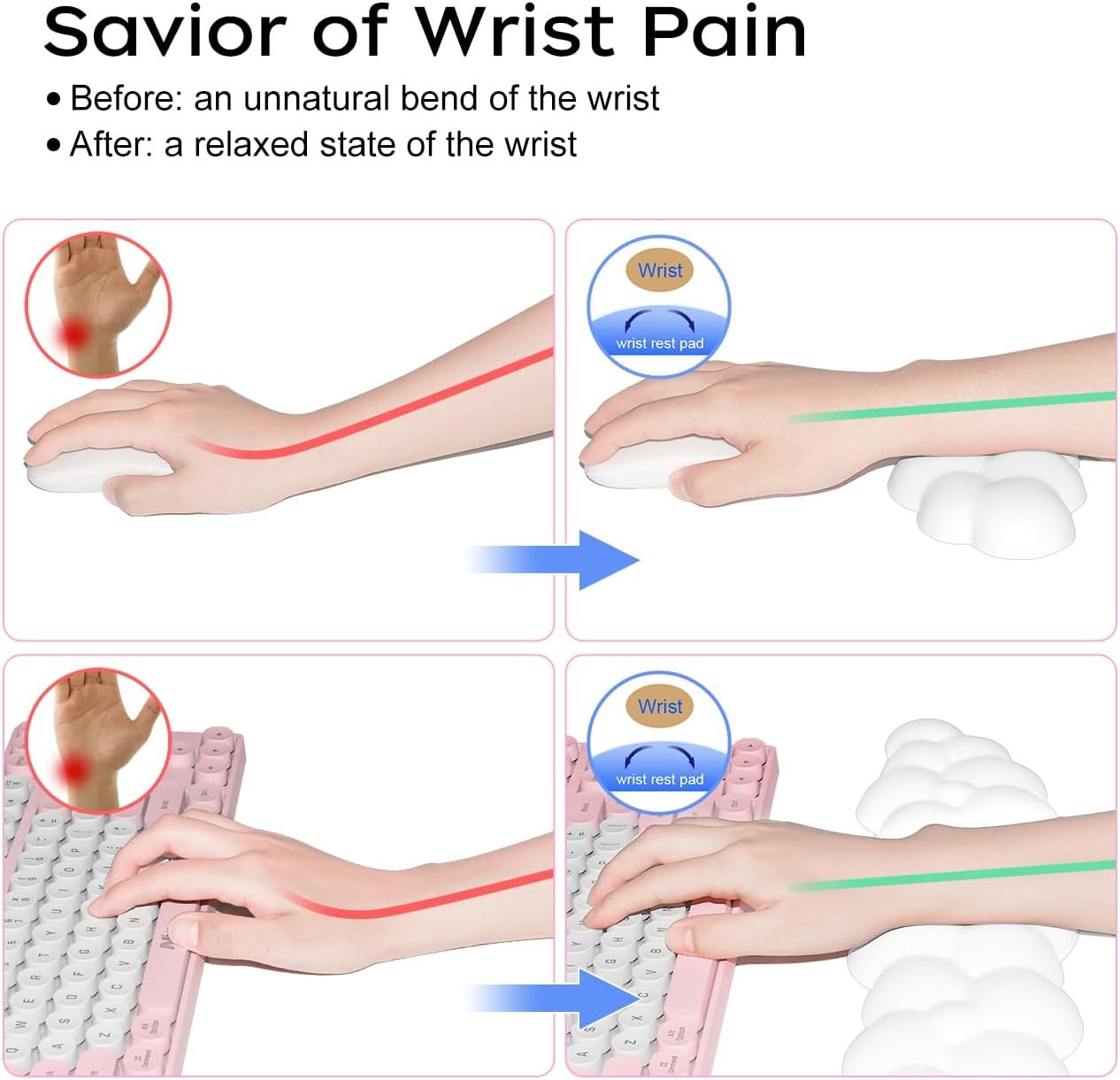 JIKIOU Cloud Keyboard Wrist Rest: Comfort & Relief Awaits! - Image 8