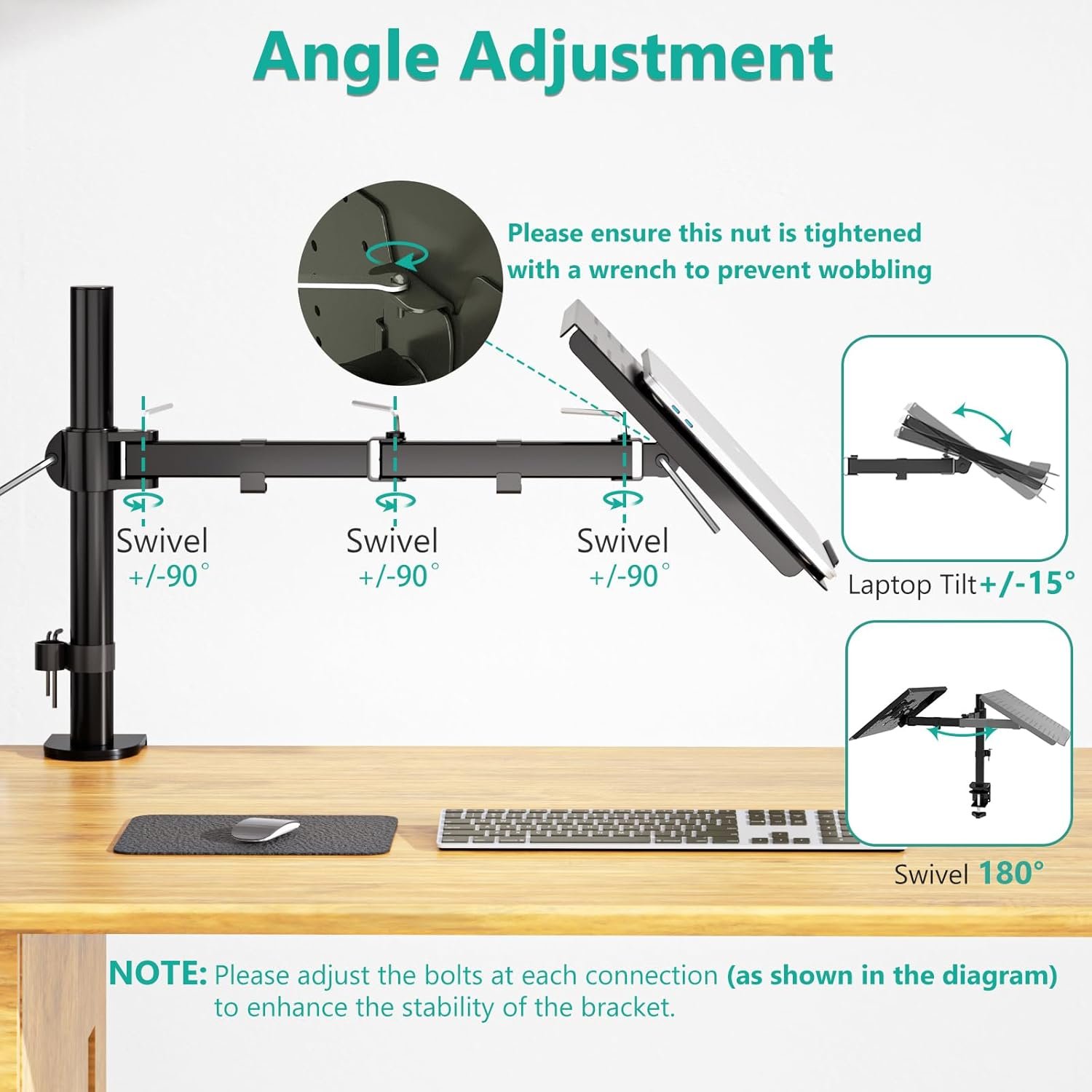Elevate Your Workspace: WALI Laptop Tray Desk Mount & Stand - Image 5