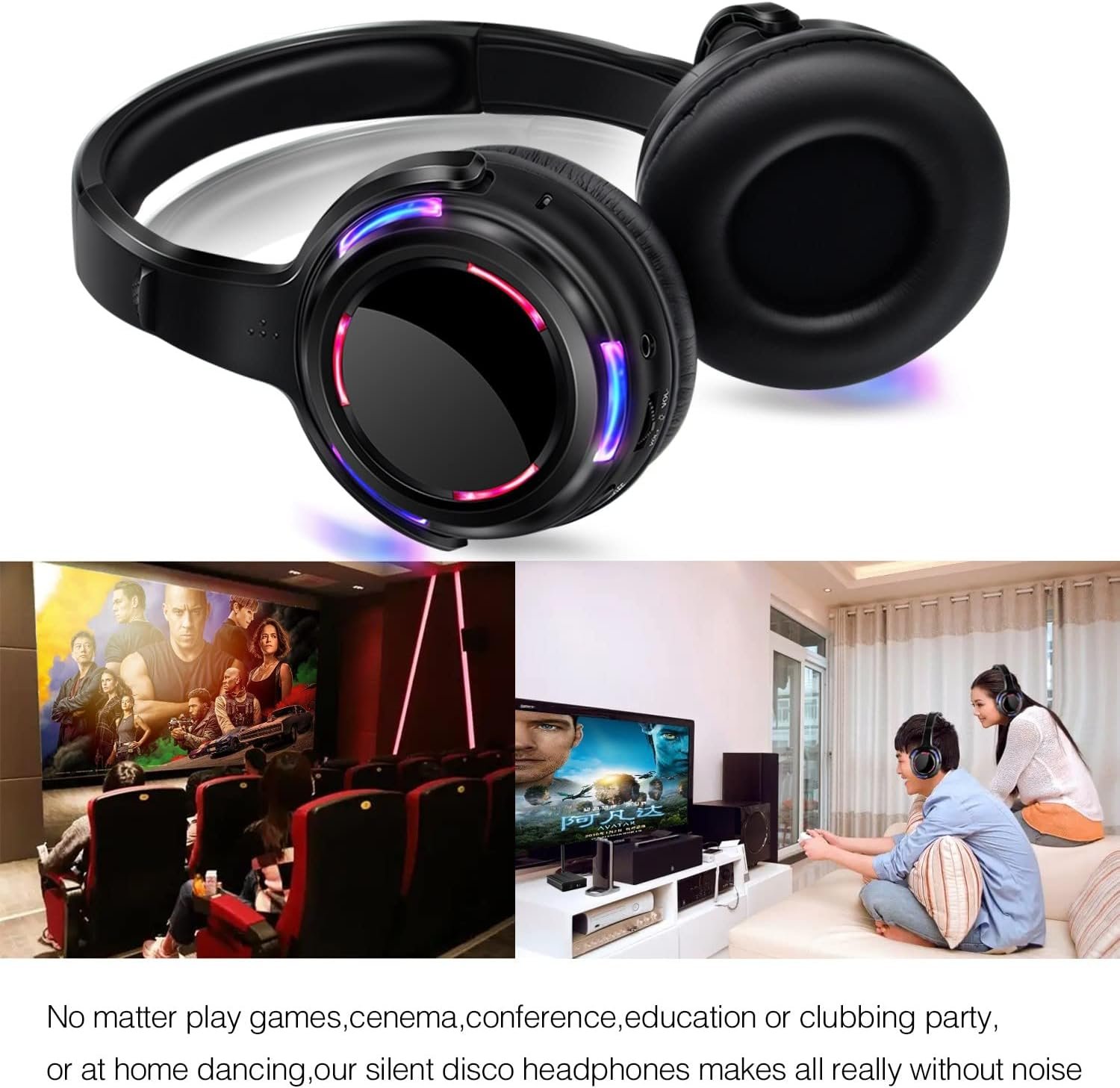 10pcs Wireless Silent Disco Headphones & 500m LED Transmitter - Image 5