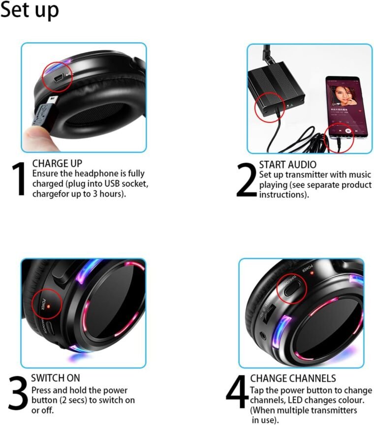 10pcs Wireless Silent Disco Headphones & 500m LED Transmitter - Image 8