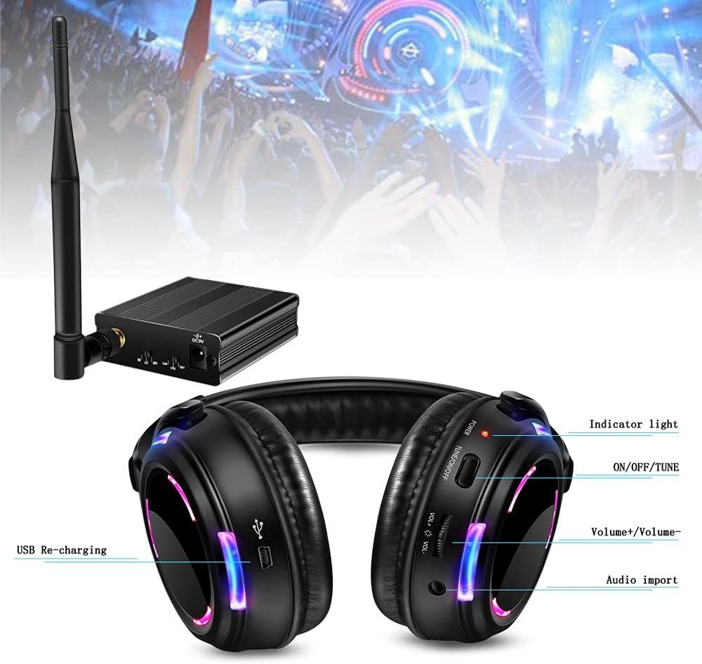 10pcs Wireless Silent Disco Headphones & 500m LED Transmitter - Image 10