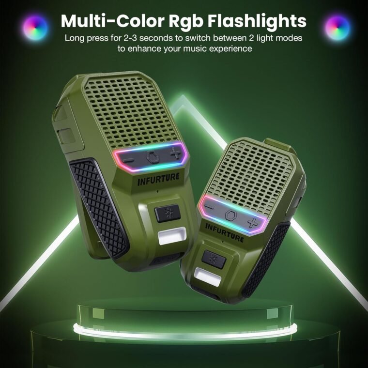 INFURTURE Clip-On Bluetooth Speaker: RGB, Mic & Hands-Free Fun! - Image 7