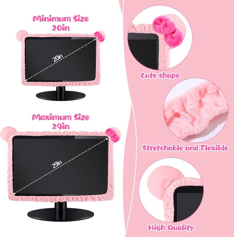 Adorable Cat Ear Monitor Cover – Furry Pink Delight! - Image 3