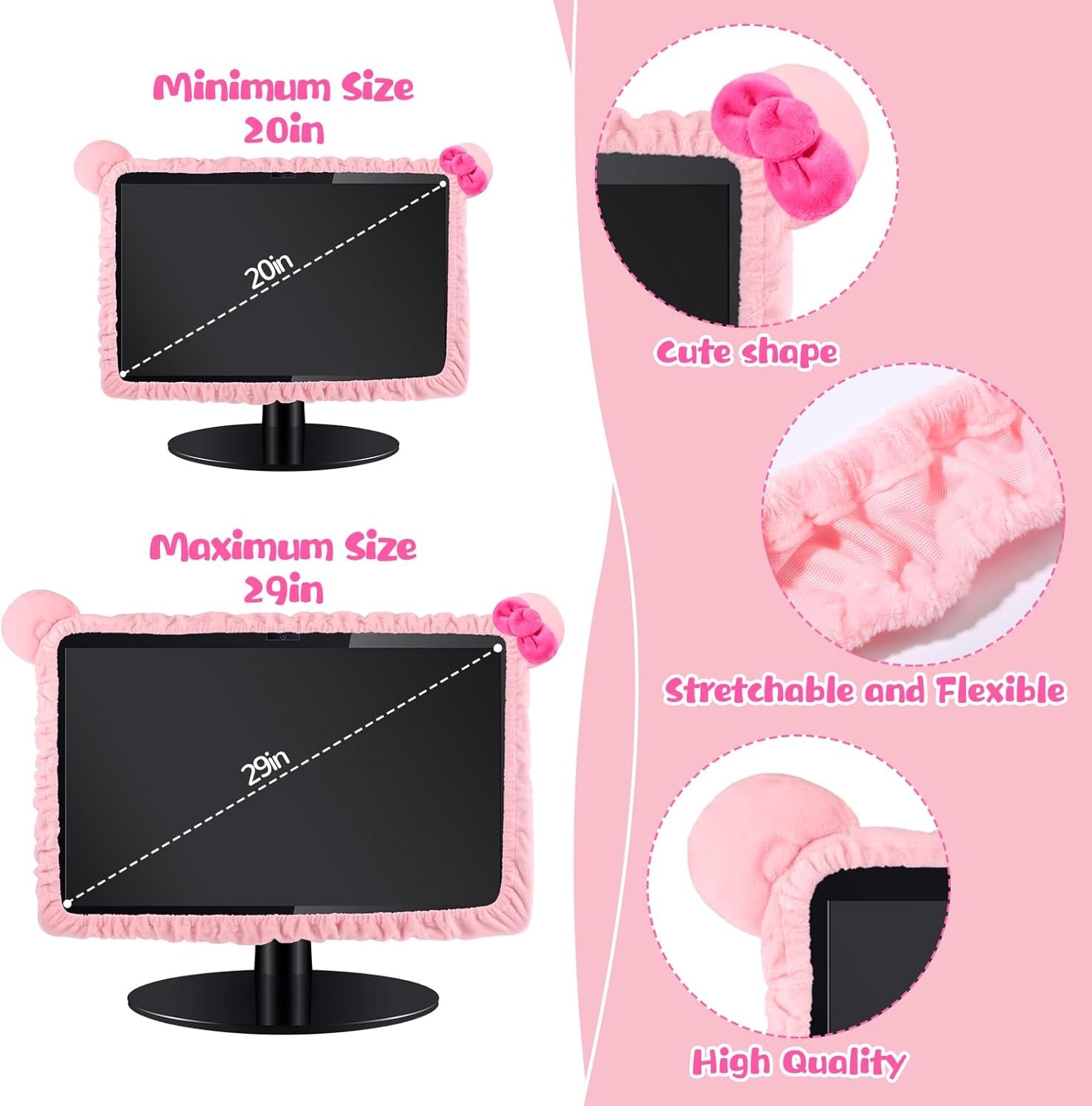 Adorable Cat Ear Monitor Cover – Furry Pink Delight! - Image 3