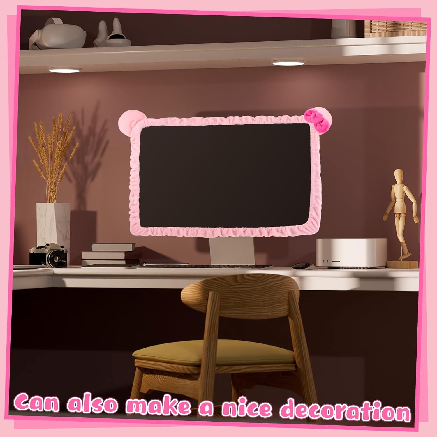 Adorable Cat Ear Monitor Cover – Furry Pink Delight! - Image 5