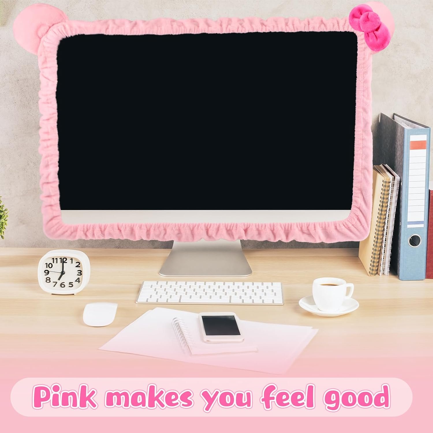 Adorable Cat Ear Monitor Cover – Furry Pink Delight! - Image 6