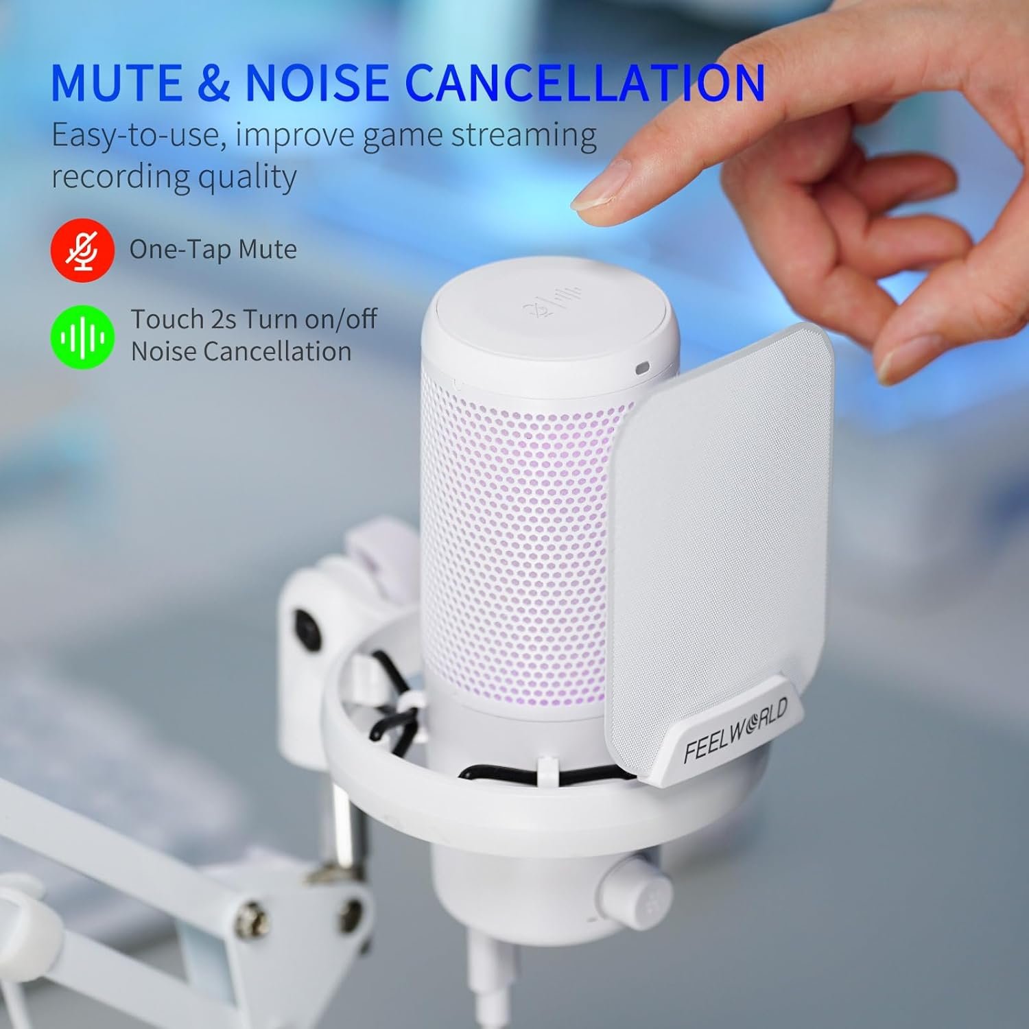 FEELWORLD VM1 RGB Gaming Mic: Noise-Canceling & Gift-Ready! - Image 3