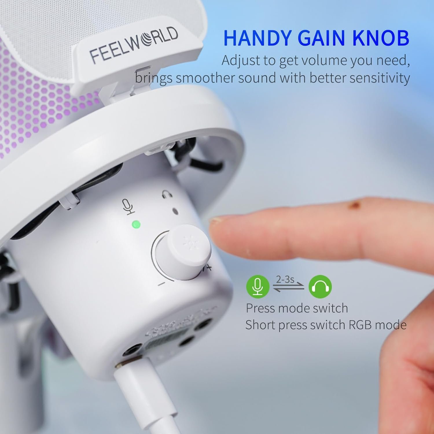 FEELWORLD VM1 RGB Gaming Mic: Noise-Canceling & Gift-Ready! - Image 4