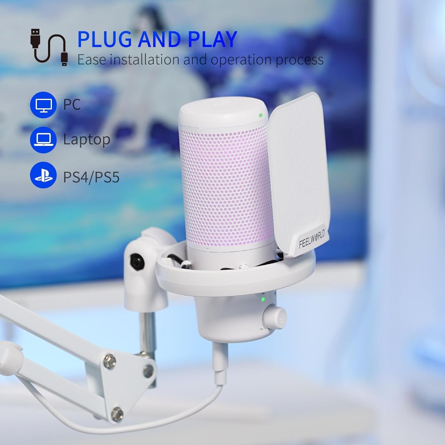 FEELWORLD VM1 RGB Gaming Mic: Noise-Canceling & Gift-Ready! - Image 6