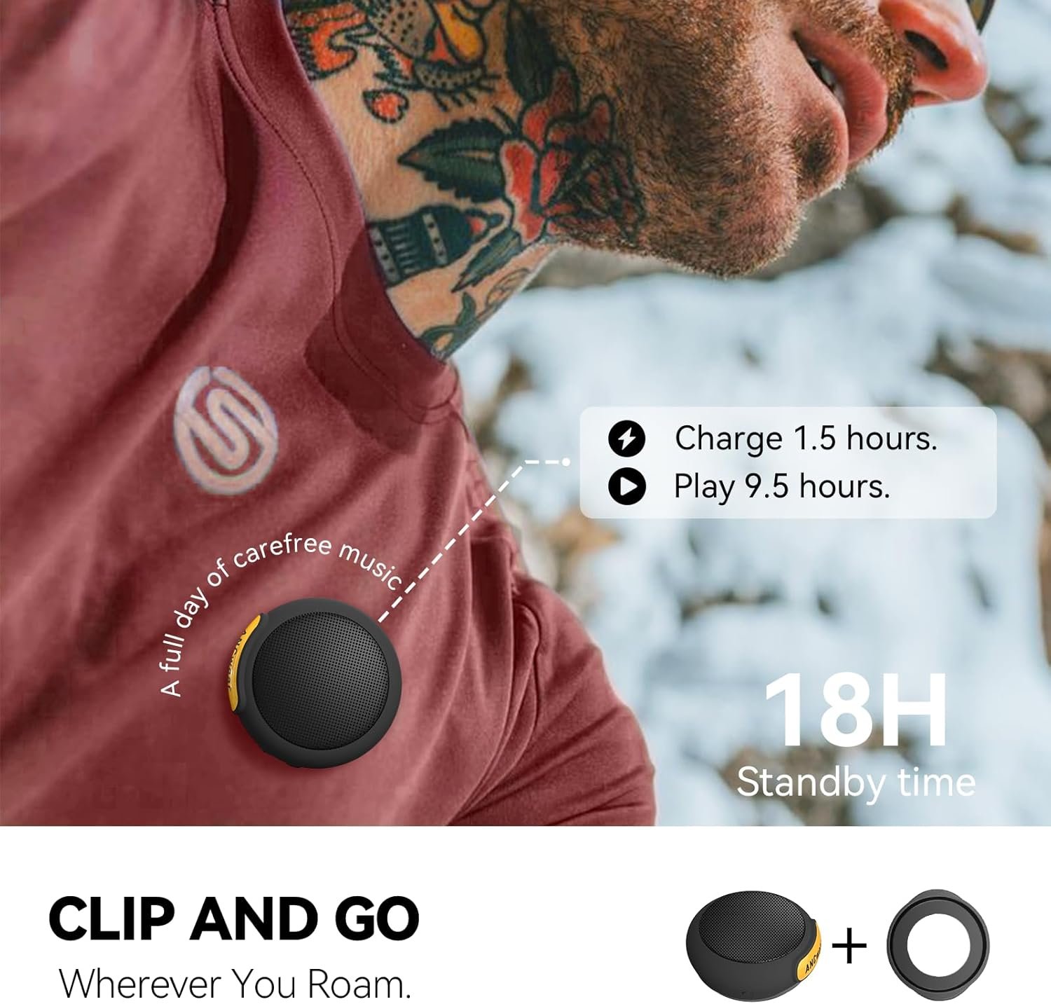 ANCwear Mini Bluetooth Speaker: HD Sound & 9.5H Playtime! - Image 3