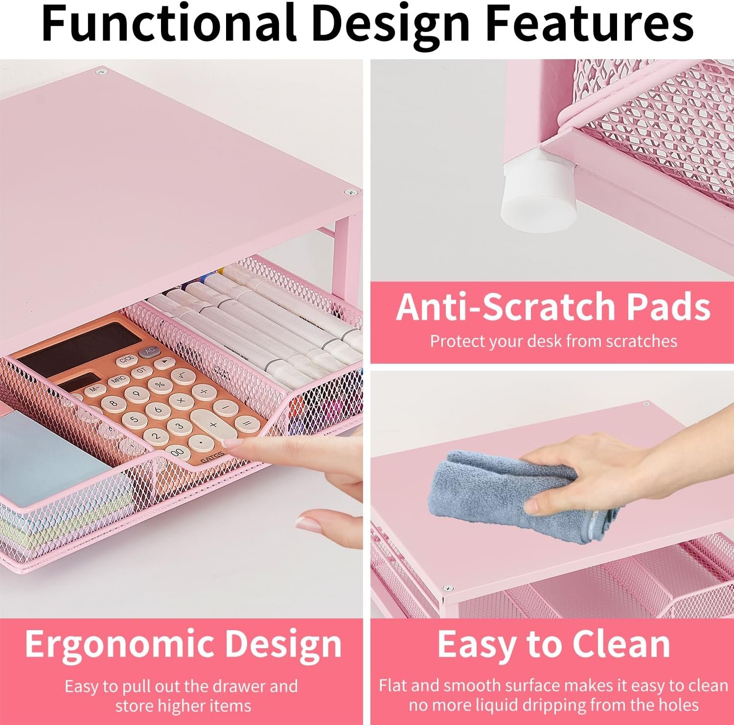 Chic Pink Laptop Stand: Stylish Office Essential with Drawer! - Image 6