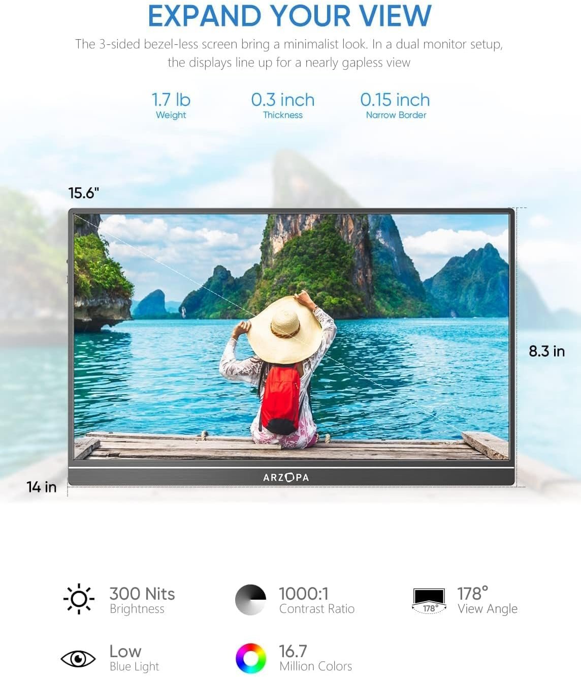 ARZOPA 15.6'' FHD Portable Monitor: Ultimate Gaming & Work Companion! - Image 3