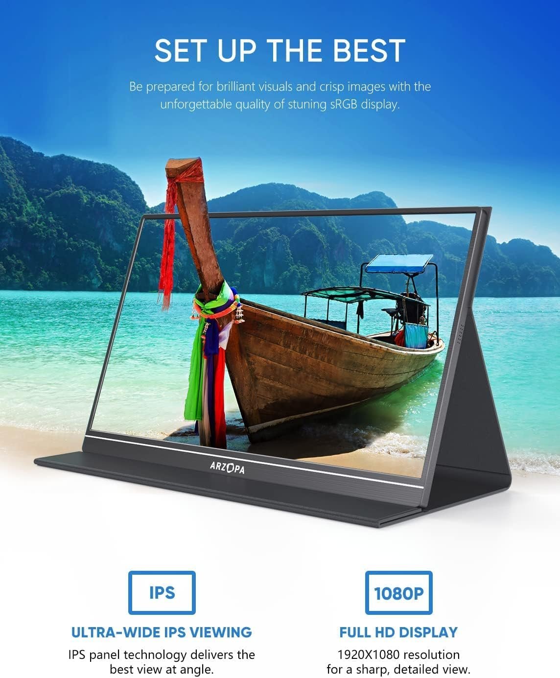 ARZOPA 15.6'' FHD Portable Monitor: Ultimate Gaming & Work Companion! - Image 4