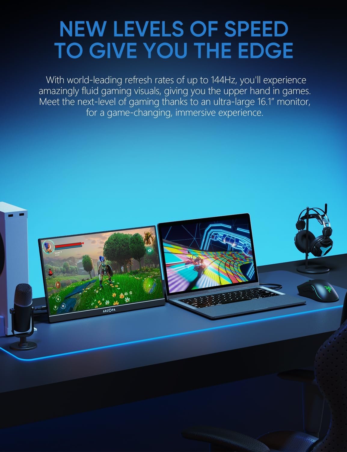ARZOPA 16.1'' 144Hz Monitor: Ultimate Portable Gaming Upgrade! - Image 3