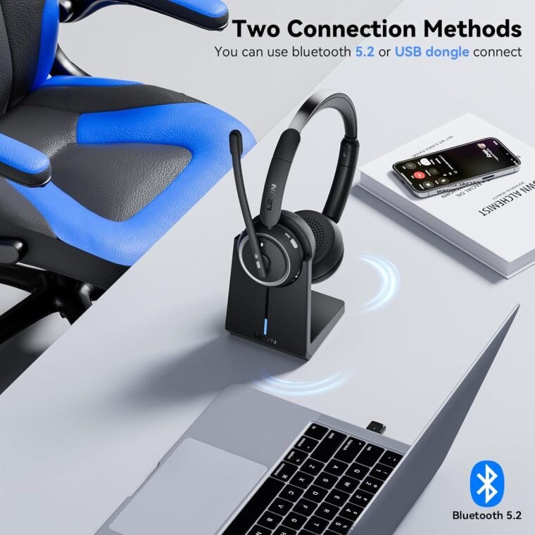 Ultimate Wireless Headset with Mic: Noise Cancelling for Work! - Image 5