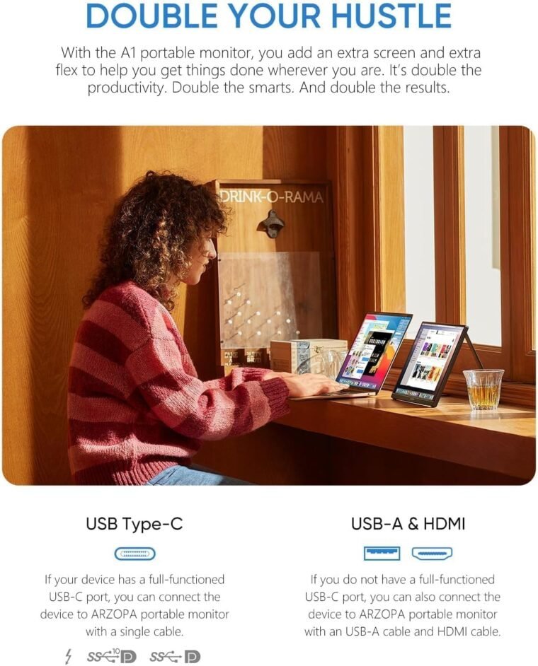 ARZOPA 15.6'' FHD Portable Monitor: Ultimate On-the-Go Display! - Image 3