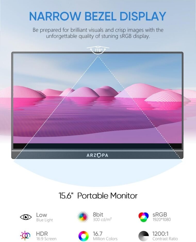 ARZOPA 15.6'' FHD Portable Monitor: Ultimate On-the-Go Display! - Image 4