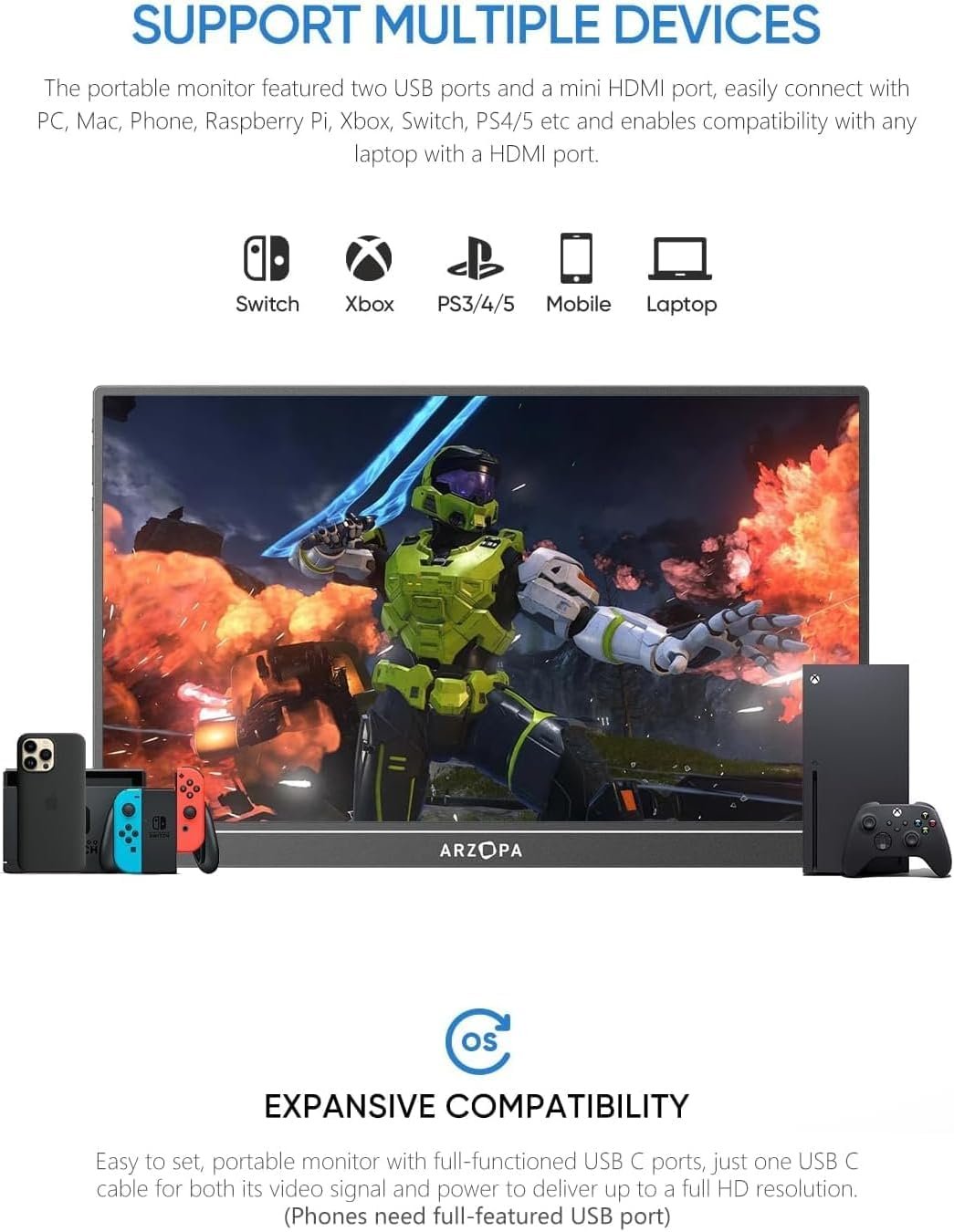 ARZOPA 15.6'' FHD Portable Monitor: Ultimate On-the-Go Display! - Image 5