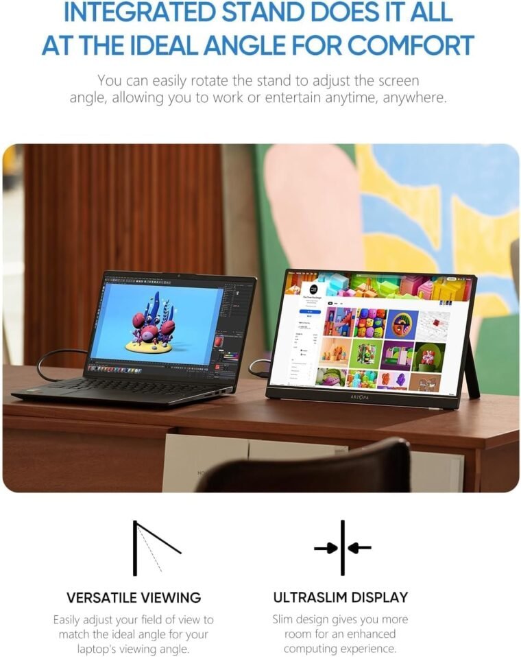 ARZOPA 15.6'' FHD Portable Monitor: Ultimate On-the-Go Display! - Image 7