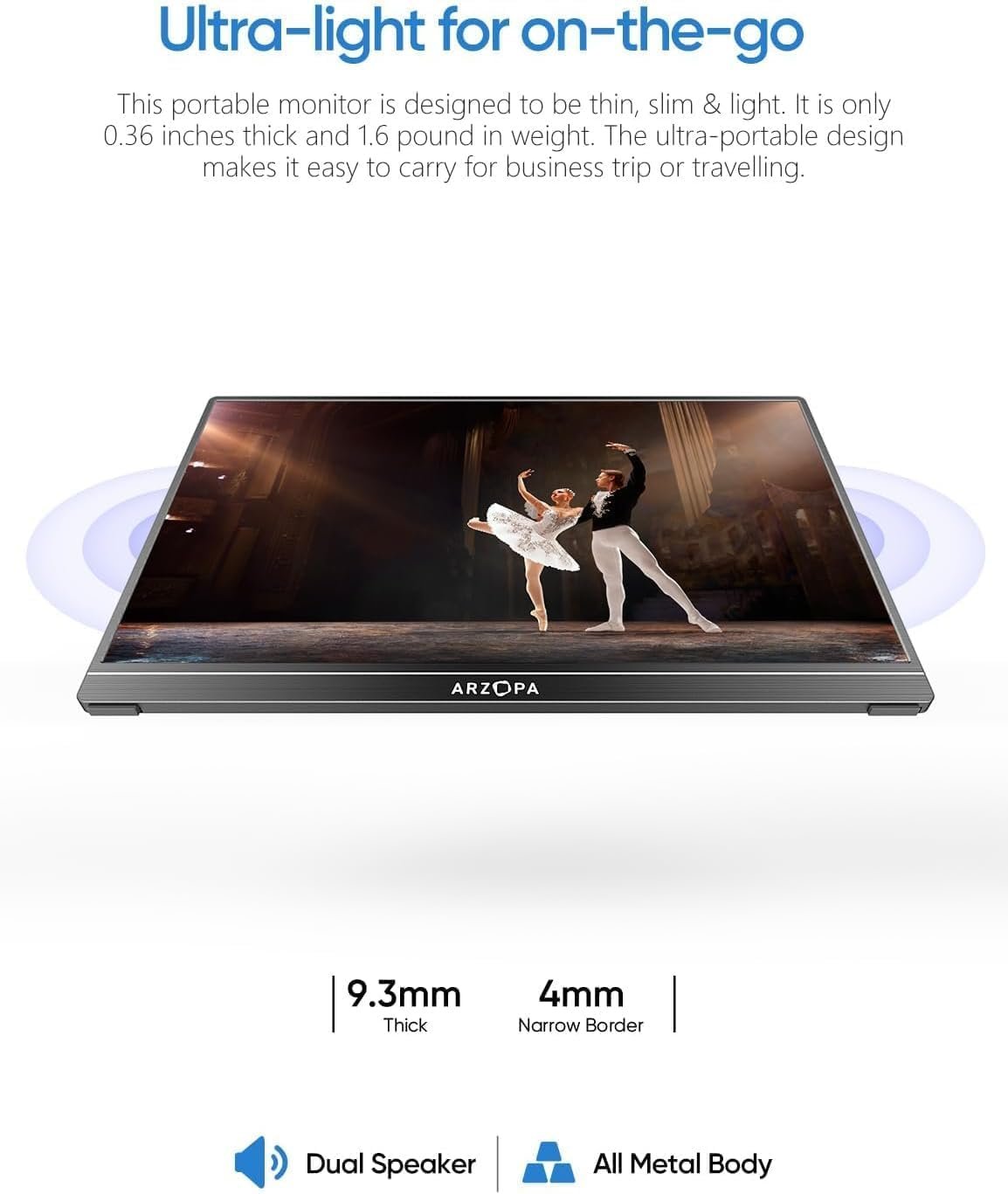 ARZOPA 15.6'' FHD Portable Monitor: Ultimate On-the-Go Display! - Image 8