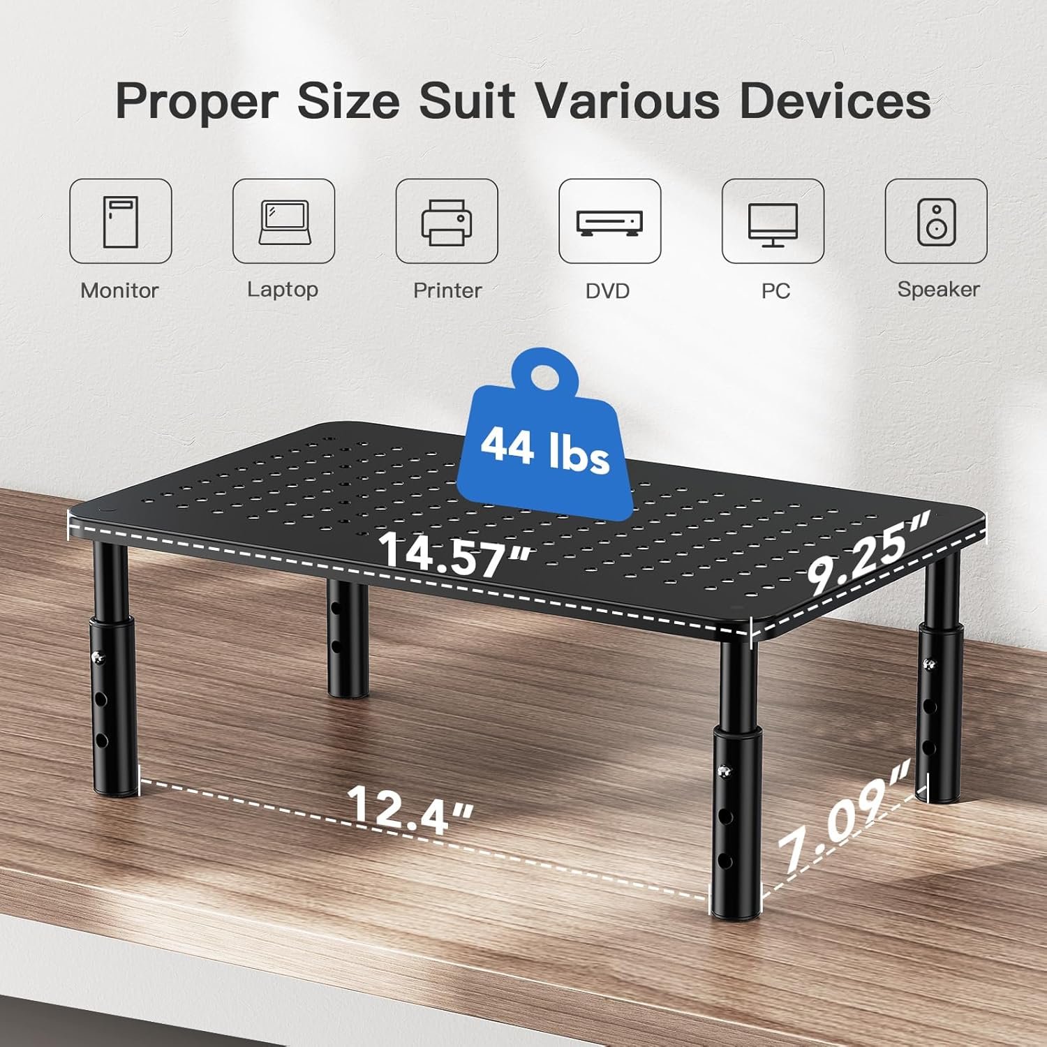 Transform Your Workspace: HUANUO Adjustable Monitor Stand - 2 Pack! - Image 4