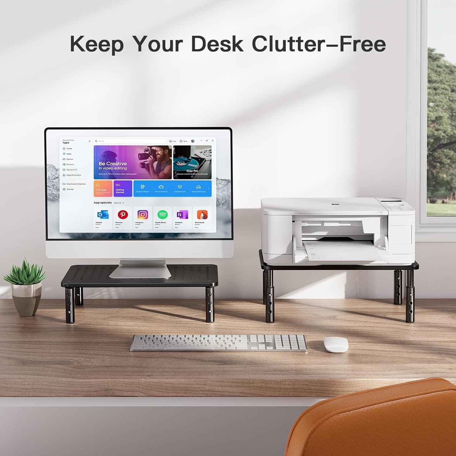 Transform Your Workspace: HUANUO Adjustable Monitor Stand - 2 Pack! - Image 9