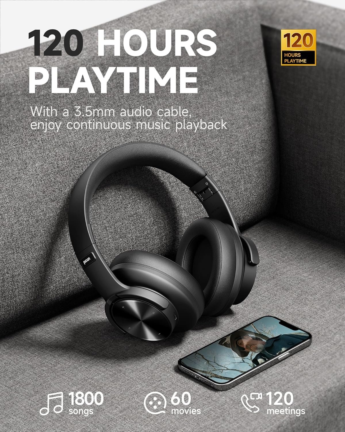 Get Lost in Sound: Picun B8 Bluetooth Headphones, 120H Playtime! - Image 4