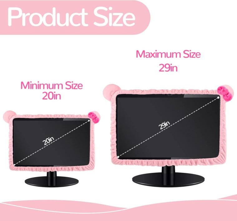 Adorable Cat Ear Monitor Cover Set – Kawaii Pink Decor! - Image 3