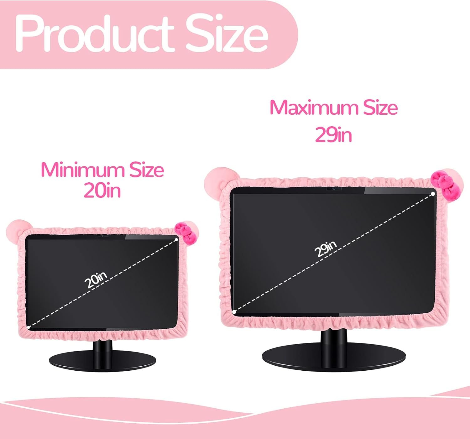 Adorable Cat Ear Monitor Cover Set – Kawaii Pink Decor! - Image 3