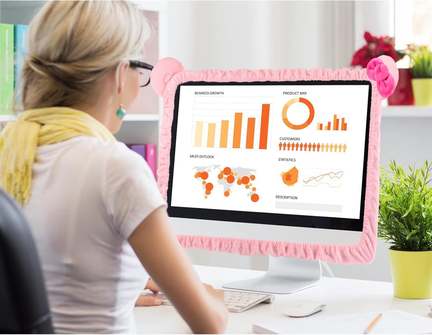 Adorable Cat Ear Monitor Cover Set – Kawaii Pink Decor! - Image 5