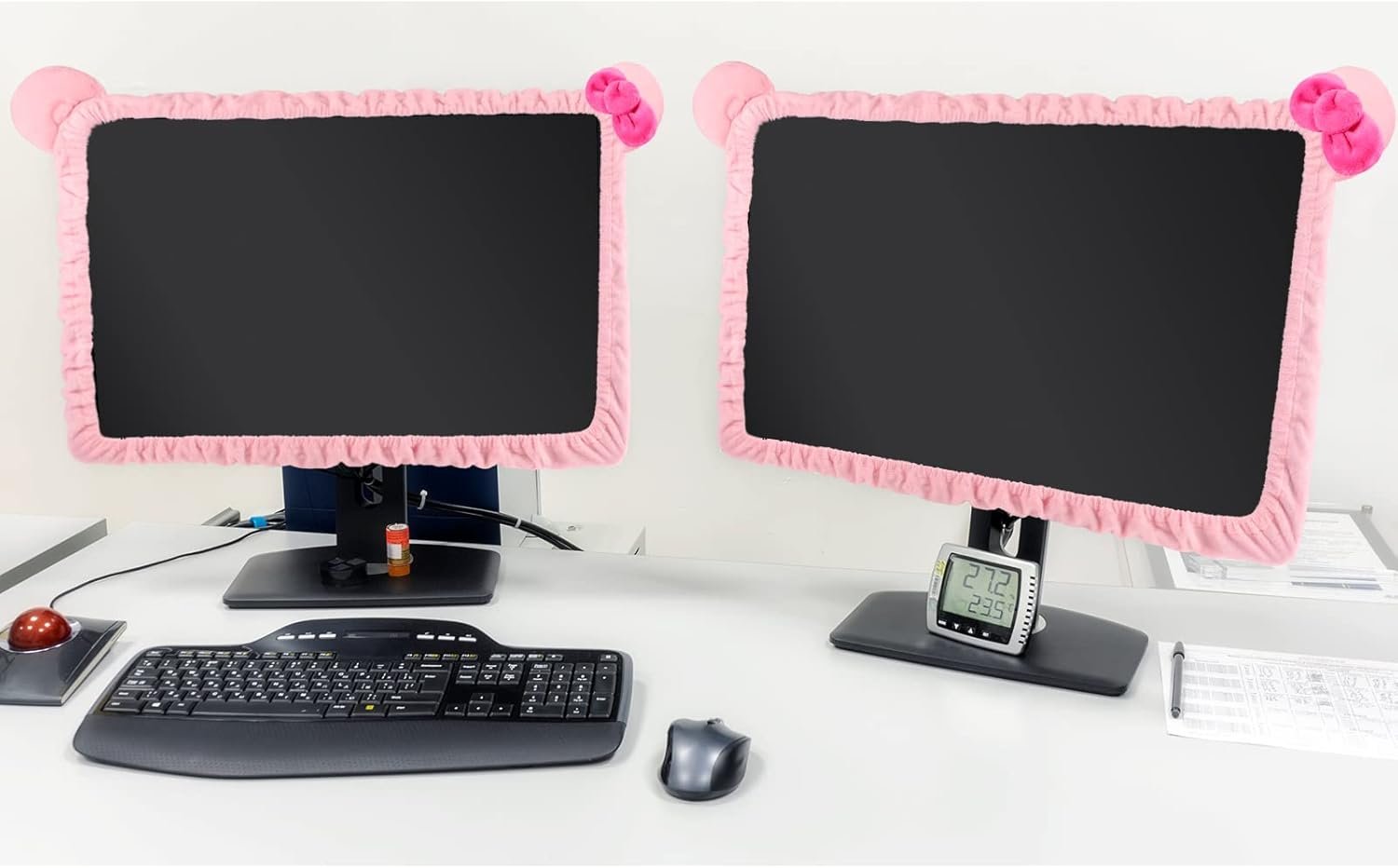 Adorable Cat Ear Monitor Cover Set – Kawaii Pink Decor! - Image 6
