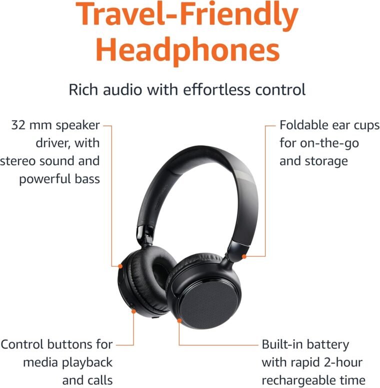 Amazon Basics Wireless Headphones: 35H Playtime & Travel Friendly! - Image 4