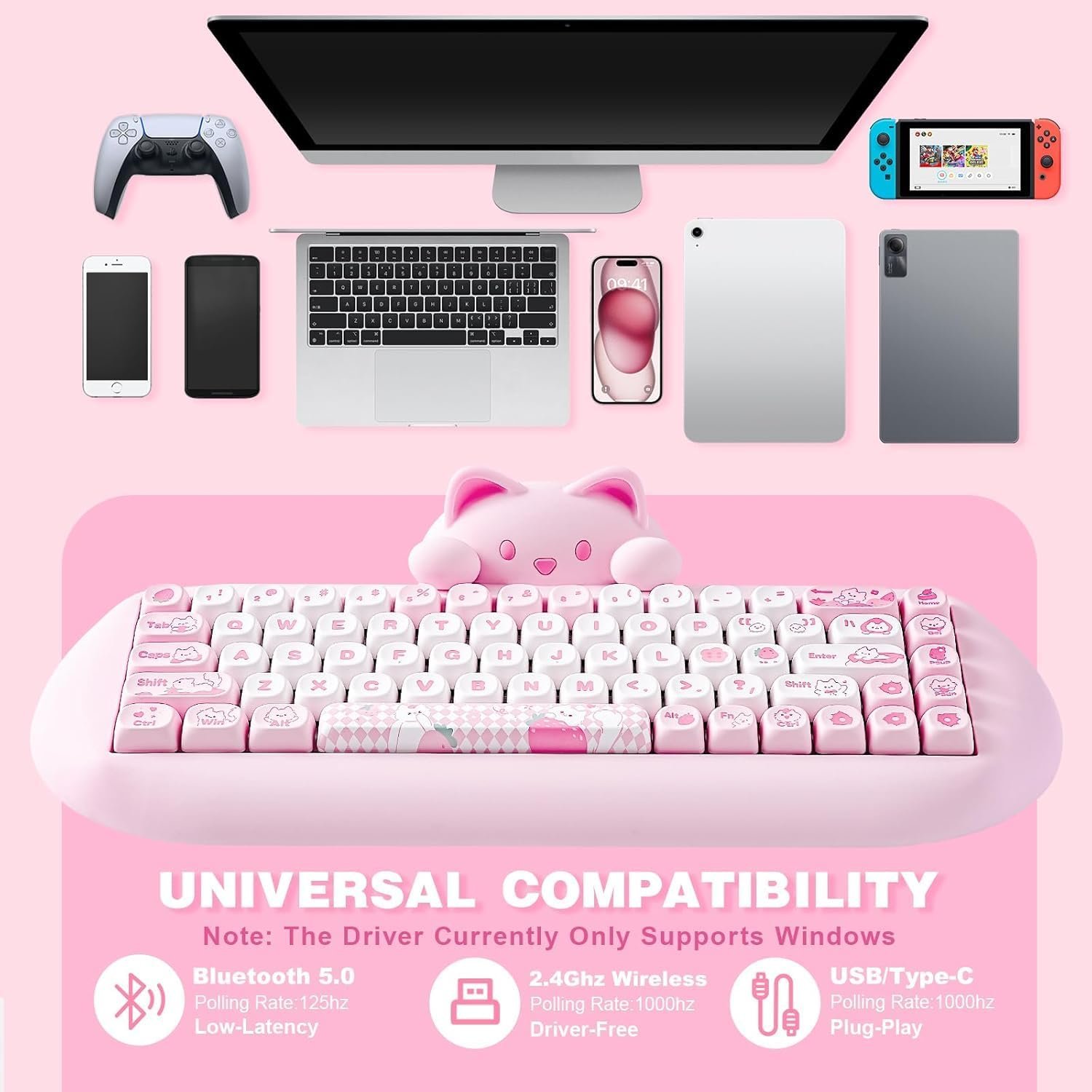 YUNZII C68: Cute Cat Wireless Mechanical Keyboard Magic! - Image 4