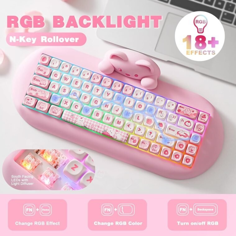 YUNZII C68: Cute Cat Wireless Mechanical Keyboard Magic! - Image 5