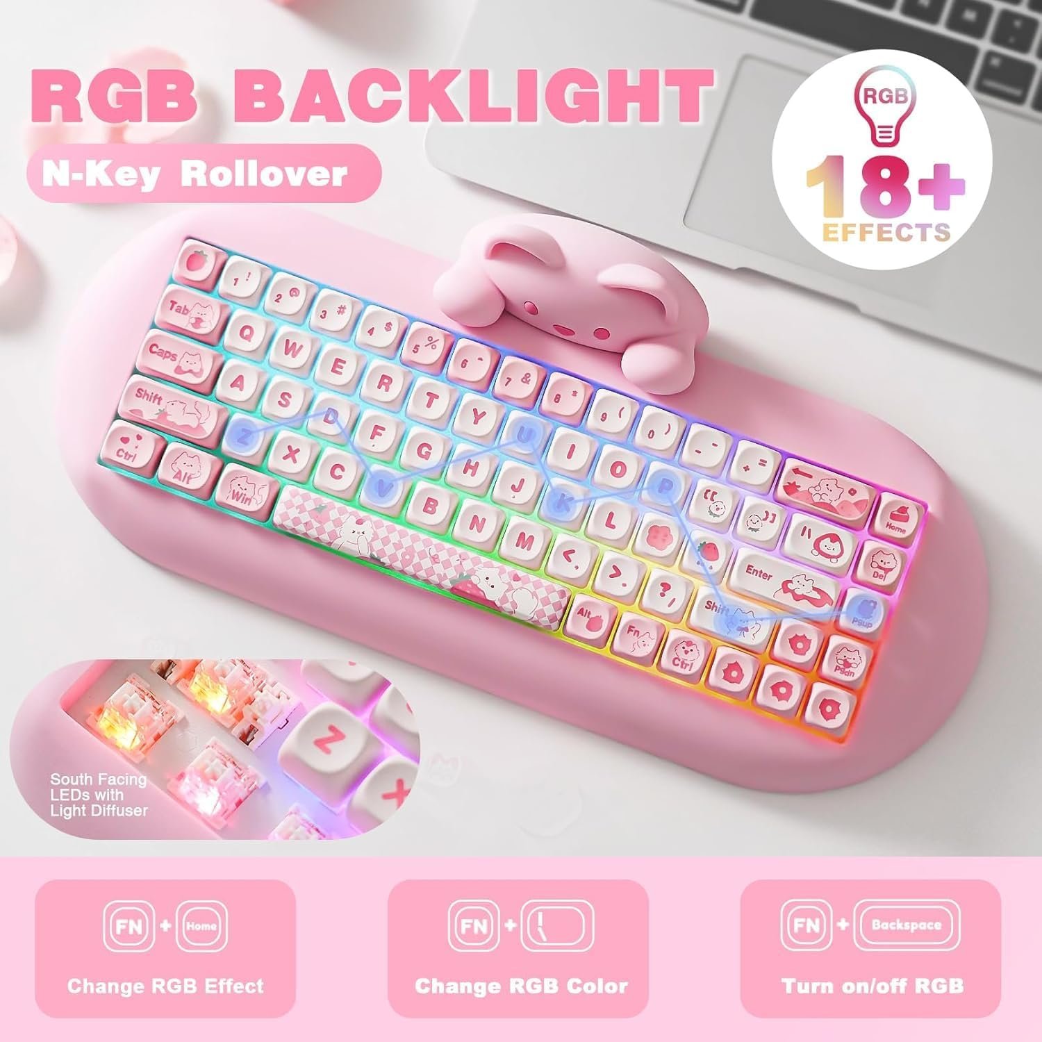 YUNZII C68: Cute Cat Wireless Mechanical Keyboard Magic! - Image 5