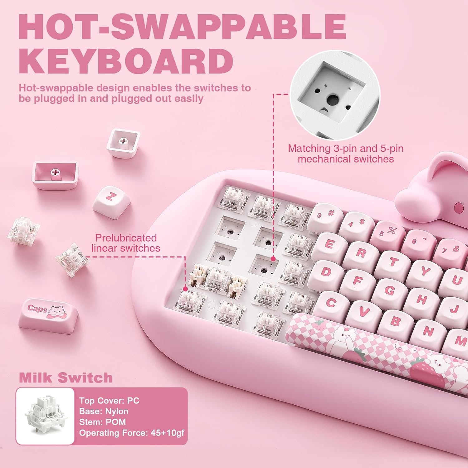 YUNZII C68: Cute Cat Wireless Mechanical Keyboard Magic! - Image 7