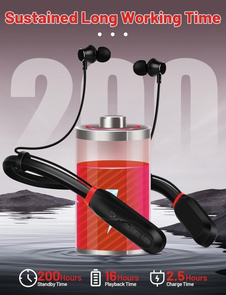 200H Neckband Bluetooth Headphones: Perfect for Sports & Work! - Image 3
