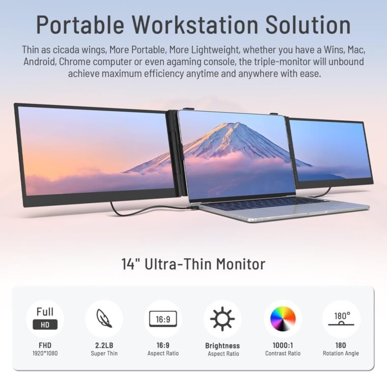 Boost Your Productivity: 14" Triple Laptop Screen Extender! - Image 3