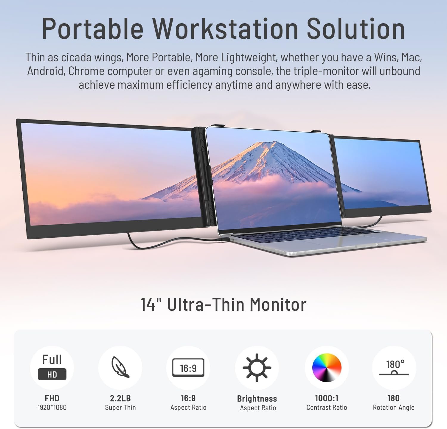 Boost Your Productivity: 14" Triple Laptop Screen Extender! - Image 3