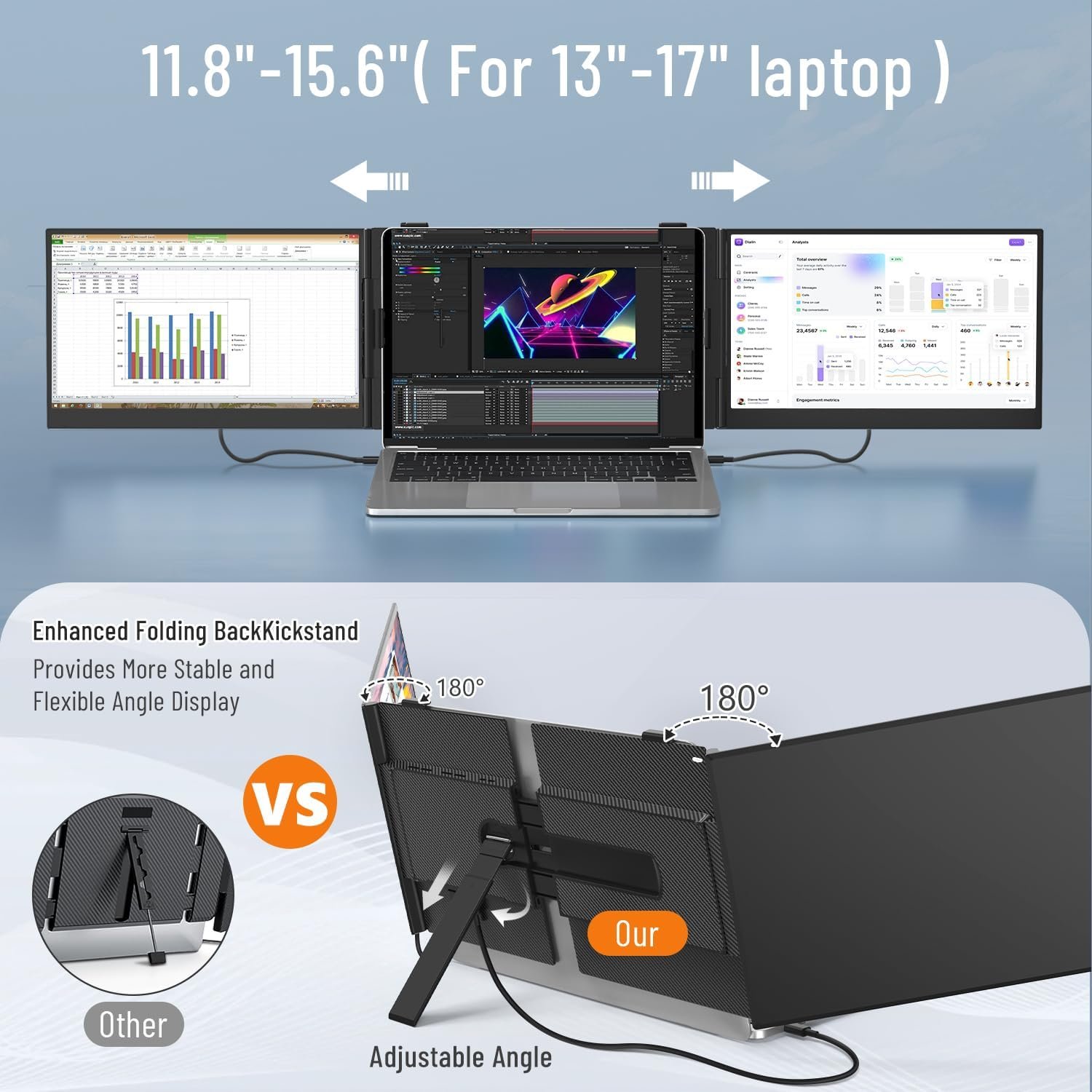 Boost Your Productivity: 14" Triple Laptop Screen Extender! - Image 5