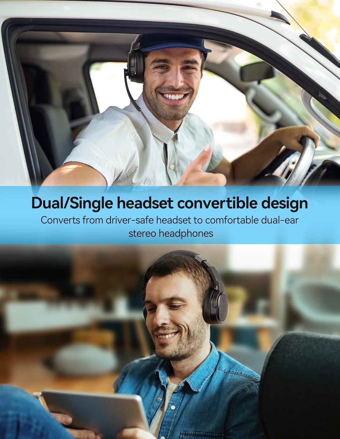 TECKNET Bluetooth Trucker Headset: 50Hrs, Noise Cancelling! - Image 3