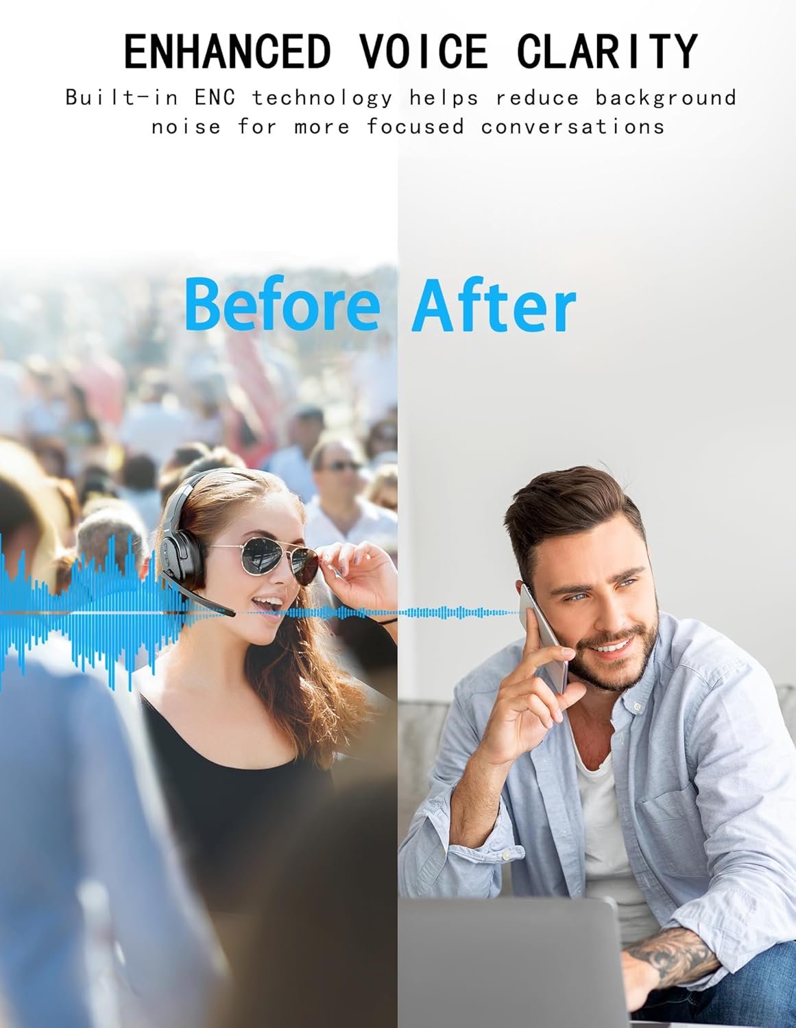 TECKNET Bluetooth Trucker Headset: 50Hrs, Noise Cancelling! - Image 5