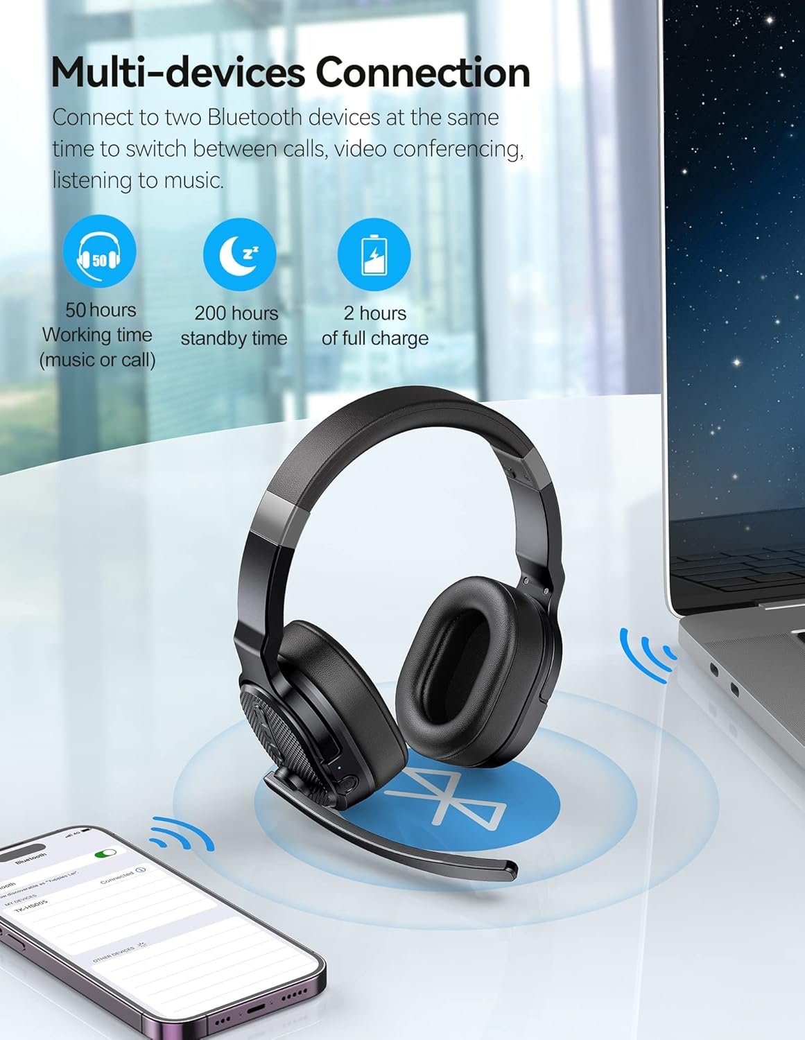 TECKNET Bluetooth Trucker Headset: 50Hrs, Noise Cancelling! - Image 6